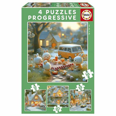 Educa - puzzel - konijntje - 4 puzzels van 12- 16 - 20 - 25 stukjes - kinderpuzzel