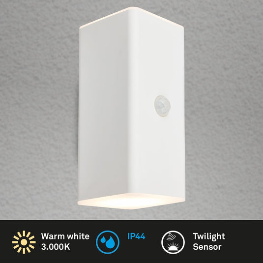 Briloner kuni - buitenlamp met bewegingssensor - buitenverlichting met oplaadbare batterij - tuinverlichting met usb -- 15,5 x 6,5 x 8,5 cm - wit