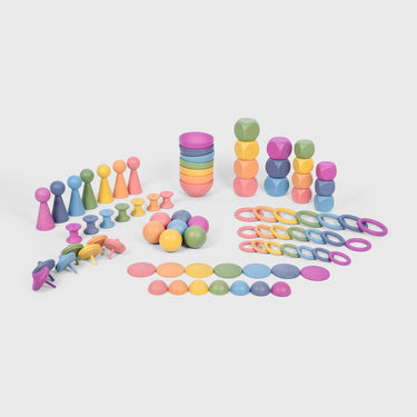 Tickit ® rainbow wooden super set | mega houten sorteer en speelset groot | 84 stuks
