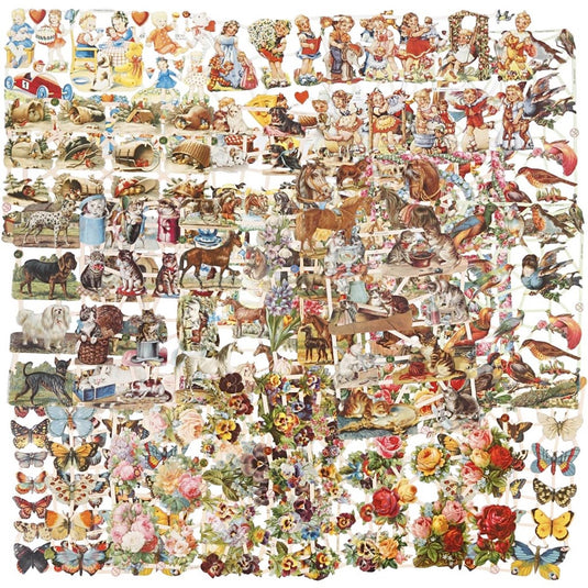 Creativ company vintage plaatjes - poëzie album plaatjes - knipplaatjes - scrapbook - kaarten maken - allerlei - 16,5x23,5 cm - creotime - 30 vellen