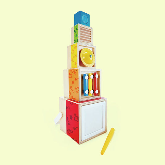 Hape muzikale stapelblokken set – 5 houten instrumenten voor peuters vanaf 18 maanden