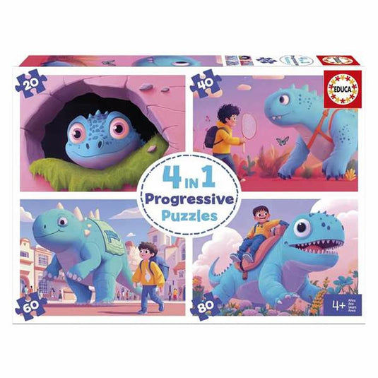 Educa - set van 4 puzzels - friendly dinosaurs