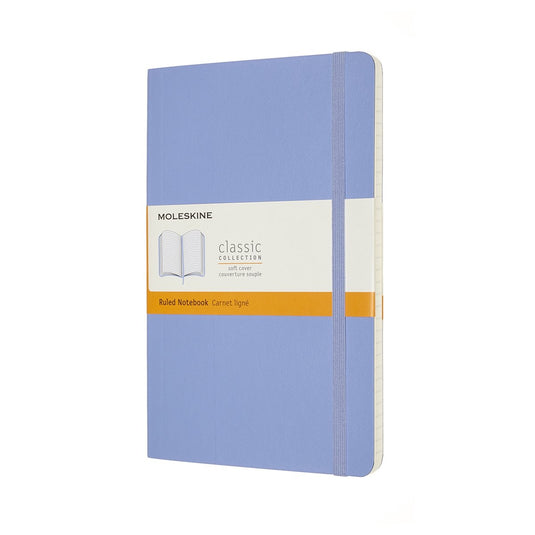 Moleskine classic notitieboek - large - softcover - gelinieerd - hortensia blauw