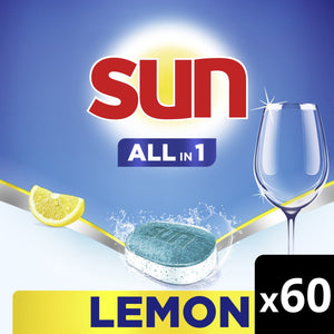 Sun all-in 1 vaatwastabletten - citroen - reinigt en beschermt pannen in de vaatwasser - 60 tabletten