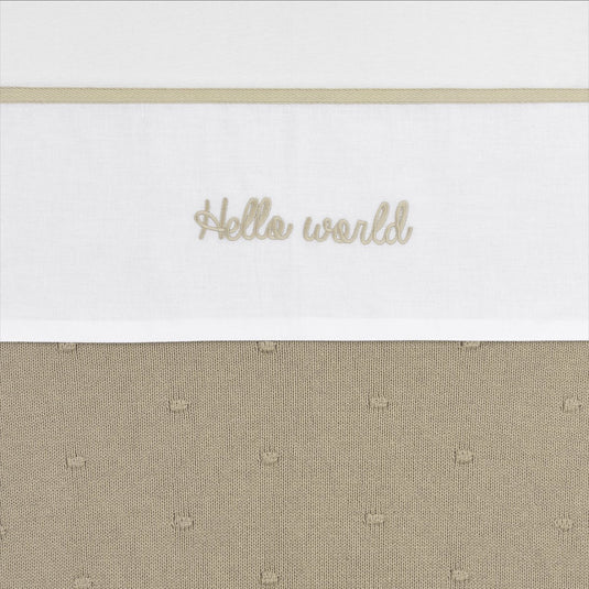 Meyco baby hello world ledikant laken - sand - 100x150cm - 0.3 tog