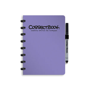 Correctbook a5 uitwisbaar notitieboek – herbruikbaar schrift – petunia purple – blanco – inclusief pen wisdoekje – aanvulbaar met extra pagina’s