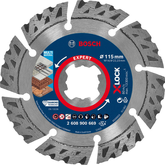 Bosch expert x-lock diamantschijf multi material 115 x 2223 x 24 x 12 mm - 2608900669