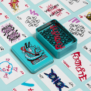 Paladone fortnite speelkaarten voor poker, rummy, go fish, kaartspellen, officieel gelicentieerde gaming merchandise verzamelcadeau in metalen blik -