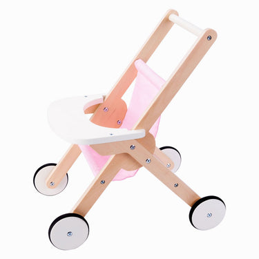 Engelhart poppenwandelwagen – houten poppenwagen – roze – 45 x 33 x 50 cm – poppenwagen voor kinderen – rollenspel speelgoed –