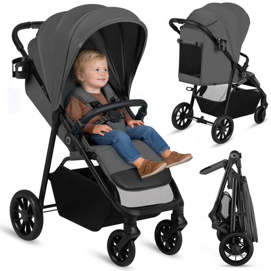 Lionelo emerald buggy wandelwagen – comfortabele ligpositie 91 cm – lichtgewicht eén-hand opvouwbaar – geschikt voor 6 maanden tot 4 jaar – xxl-capuchon upf50+ – gelagerde eva-wielen met vering – inclusief bekerhouder