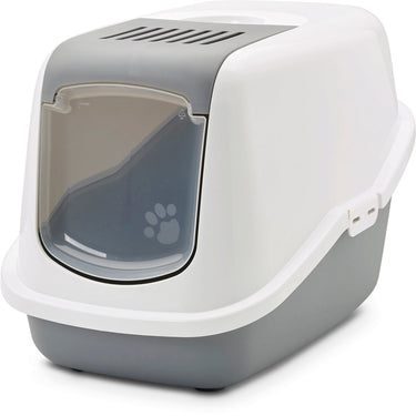 Savic nestor - kattenbak - inklapbare voorkant - grijs wit - 56 x 39 x 38,5 cm