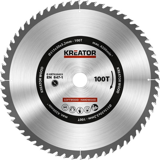 Kreator krt020433 zaagblad hout - 315mm100t