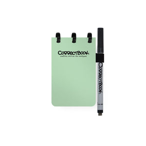 Correctbook a7 uitwisbaar notitieboek – misty mint – mix (lijntjes blanco) – herbruikbaar schrift – inclusief pen wisdoekje – pocketformaat