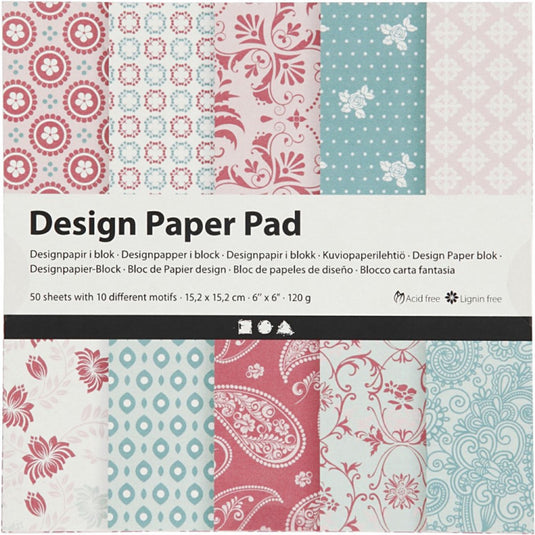 Creativ company cc design papier blok 15,2x15,2 cm 50 vel