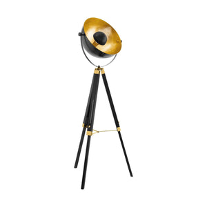 Eglo covaleda vloerlamp - staande lamp - e27 - 1 lichts - 164 cm - driepoot - zwart goud
