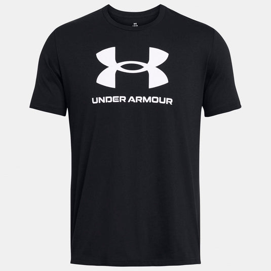 Under armour ua sportstyle logo update ss-blk heren sportshirt - zwart - wit