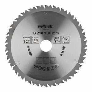 Wolfcraft - cirkelzaagblad 210x30mm - 30 tanden - voor cirkelzaag - hm, serie bruin - 6737000