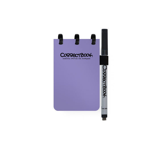 Correctbook a7 uitwisbaar notitieboek – petunia purple – mix (lijntjes blanco) – herbruikbaar schrift – inclusief pen wisdoekje – pocketformaat