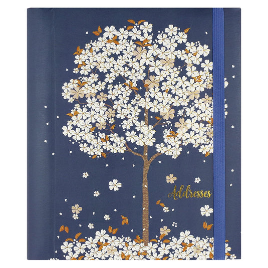 Peter pauper addressbook large - falling blossoms - met elastieksluiting - 16x21 cm