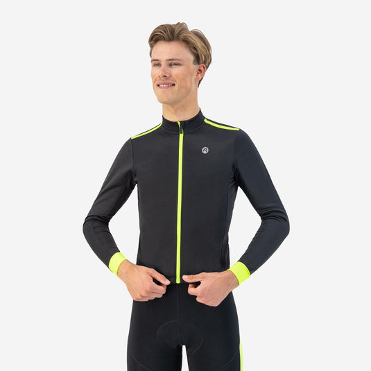 Rogelli core fietsshirt heren - lange mouwen - zwart fluorgeel - s