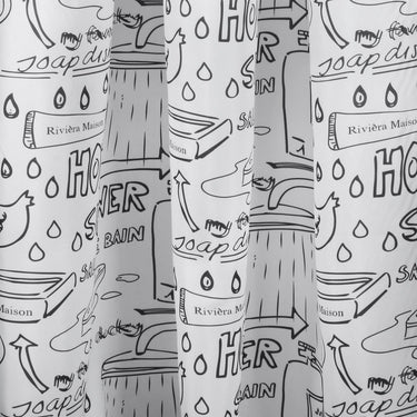 Differnz douchegordijn bath â€“ 180 x 200 cm â€“ verzwaard â€“ 100% polyester â€“ wit zwart