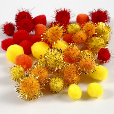 Creativ company http: www.cchobby.nl pompons-d-15-20-mm-oranje-rood-geel-48-stuk-1-doos