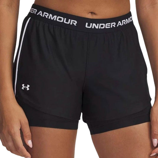 Under armour tech play up 2in1 shorts-blk dames sportbroek - zwart - wit