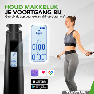 Tunturi smart jump rope - springtouw - voor kinderen en volwassenen - bluetooth - 4 programma's - verstelbaar - incl display en app