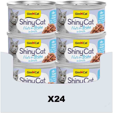 Gimcat 24 x 70 g - shinycat filets in broth tonijn + ansjovis