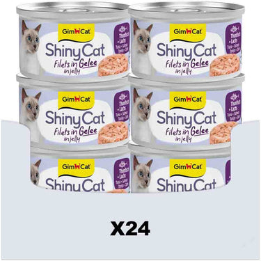 Gimcat 24 x 70 g - shinycat filets in jelly tonijn + zalm
