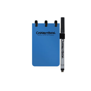 Correctbook a7 uitwisbaar notitieboek – earthy blue – mix (lijntjes blanco) – herbruikbaar schrift – inclusief pen wisdoekje – pocketformaat