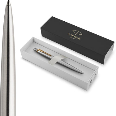 Parker jotter-balpen - medium punt - blauwe inkt - roestvrij staal met chromen afwerking - incl. geschenkdoos