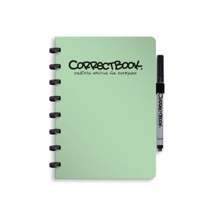 Correctbook a5 uitwisbaar notitieboek – herbruikbaar schrift – misty mint – blanco – inclusief pen wisdoekje – aanvulbaar met extra pagina’s