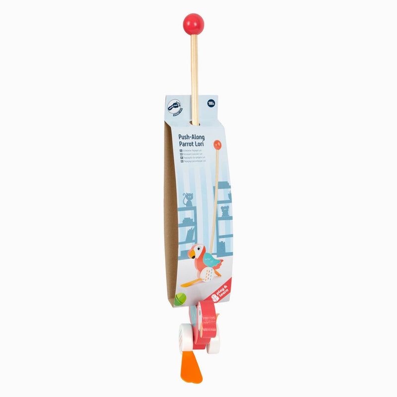 ギャラリービューアに画像をロードする, Small foot - houten duwfiguur papegaai lori met stok
