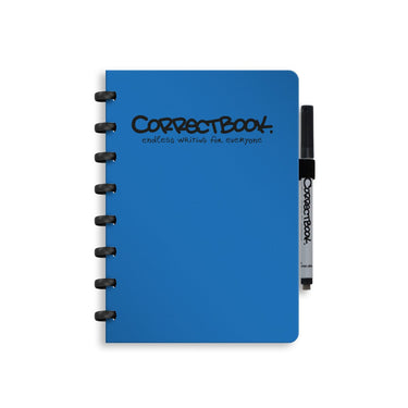 Correctbook a5 uitwisbaar notitieboek – herbruikbaar schrift – earthy blue – blanco – inclusief pen wisdoekje – aanvulbaar met extra pagina’s