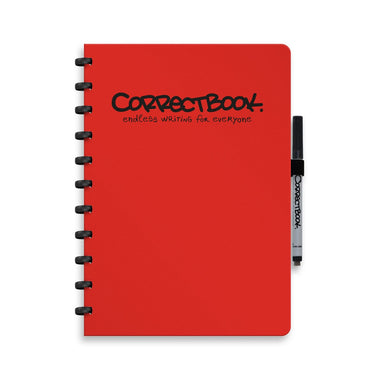 Correctbook a4 uitwisbaar notitieboek – horizon red – blanco – herbruikbaar schrift – inclusief pen wisdoekje – aanvulbaar met extra pagina’s