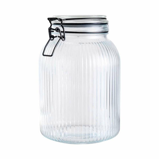 Alpina voorraad weck pot - transparant - geribbeld glas - 20x14cm - 1,9l