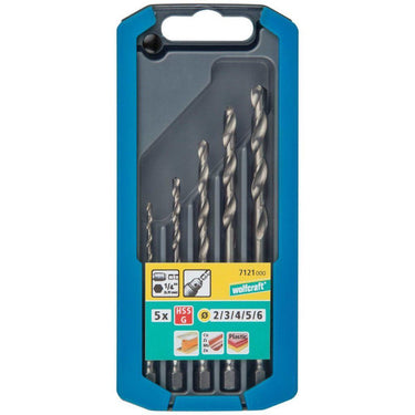 Wolfcraft - metaalboor set - hss - zeskantschacht - ø 2–6 mm - 5 delig - voor metaal - 7121000