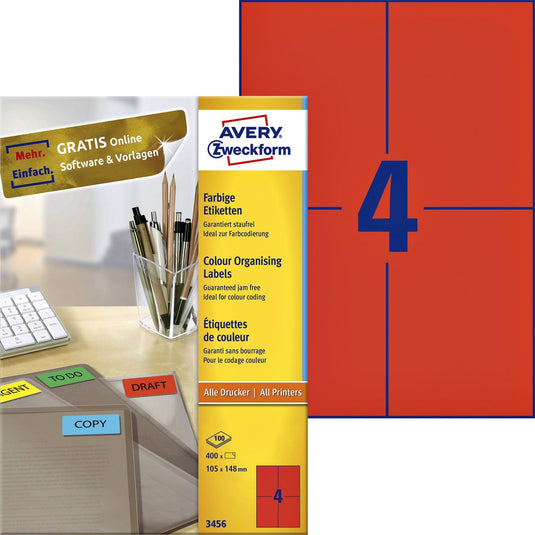 Avery etiketten 400 stuks rood