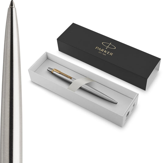 Parker jotter-balpen - medium punt - blauwe inkt - roestvrij staal met chromen afwerking - incl. geschenkdoos