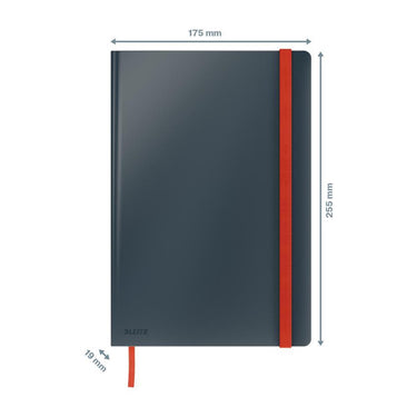 Leitz cosy notitieboek b5 soft touch geruit - notitieboek hard cover - groot formaat - ideaal voor thuiskantoor thuiswerken - fluweel grijs