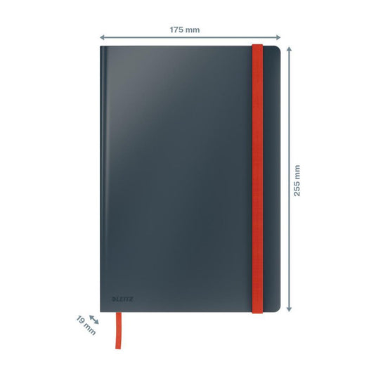 Leitz cosy notitieboek b5 soft touch geruit - notitieboek hard cover - groot formaat - ideaal voor thuiskantoor thuiswerken - fluweel grijs