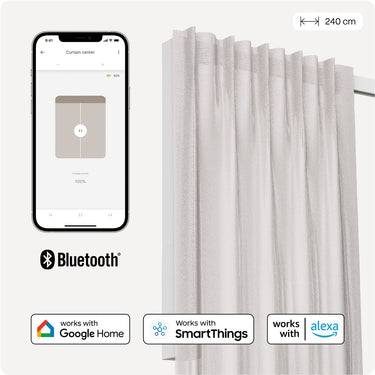 Motionblinds slimme gordijnrail – smart gordijn – bluetooth, draadloos app-bediening pull-start functie – usb-c oplaadbaar – pull-start functie – 240 cm