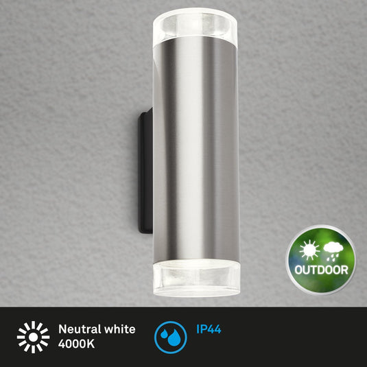 Briloner leuchten led buitenlamp metaal 2x gu10 4,7w ip44 400lm 4000k roestvrij staal