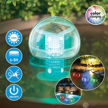 Grundig solar drijvende tuinverlichting - kleurverandering led - ip44 drupwaterbestendig - brandduur 6-8 uur - met ophanghaak - multicolor