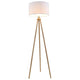 Briloner - vloerlamp scandi - stoff en hout - woonkamer lamp - witte staande lamp - e27 fitting - h: 148cm - ø45.5cm