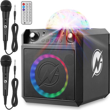 N-gear block party 602 xl - karaoke set met 2 microfoons - karaoke set voor volwassenen - partybox met verlichting - space grey