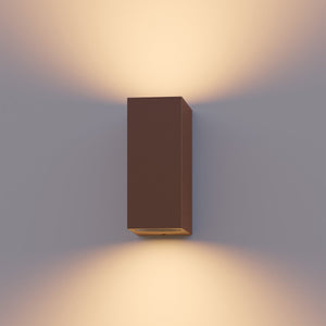 Calex wandlamp up downlight bergamo - 2x gu10 - ip54 water- en stofbestendig - geschikt voor binnen en buiten - eenvoudige installatie - rechthoek - roestkleur