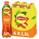 Lipton ice tea fles - peach - laag in calorieën - 6 x 1500 ml - voordeelverpakking