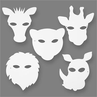 Creotime jungledierenmaskers wit h: 22,5-25 cm b: 20,5-22,5 cm